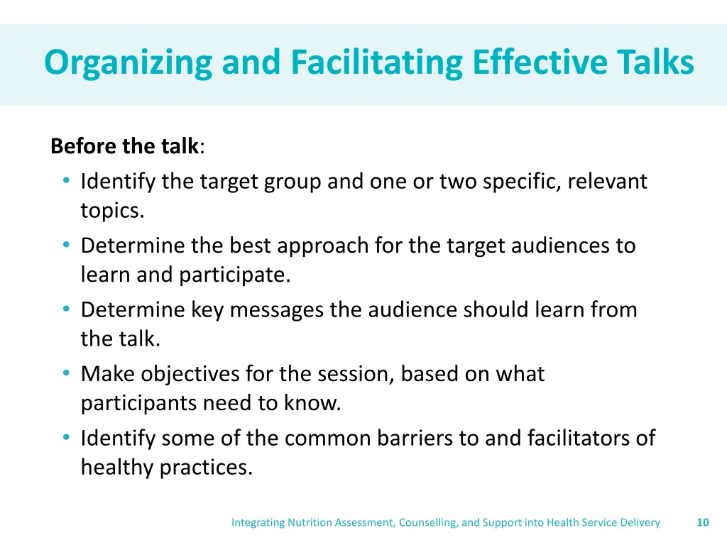 organizing and facilitating effective talks