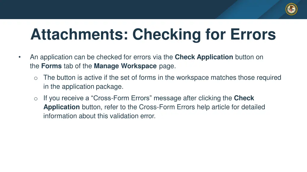 attachments checking for errors