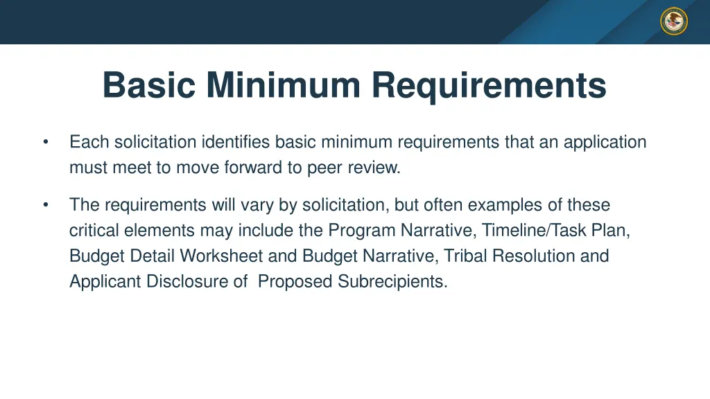 basic minimum requirements