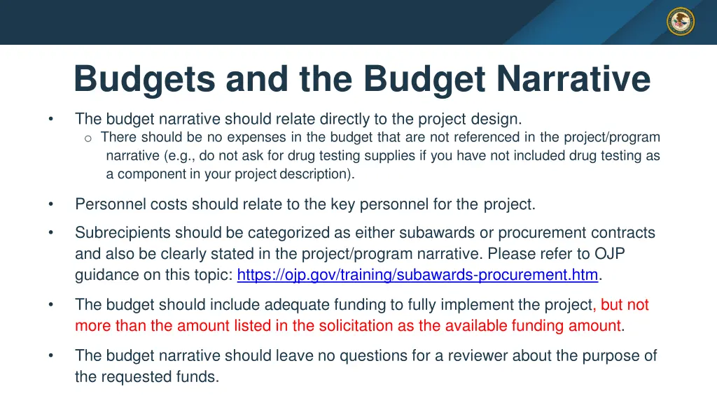 budgets and the budget narrative