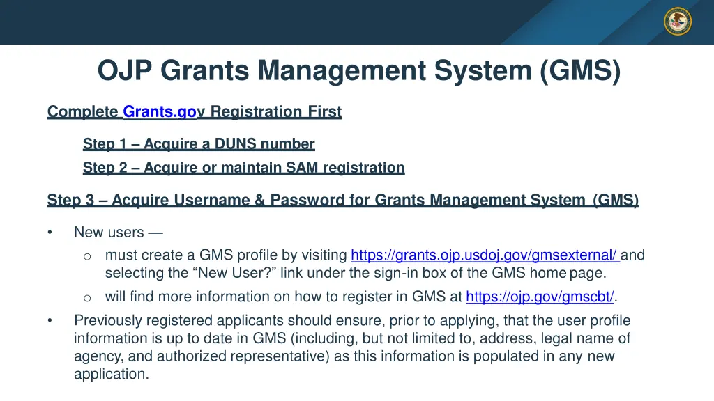 ojp grants management system gms