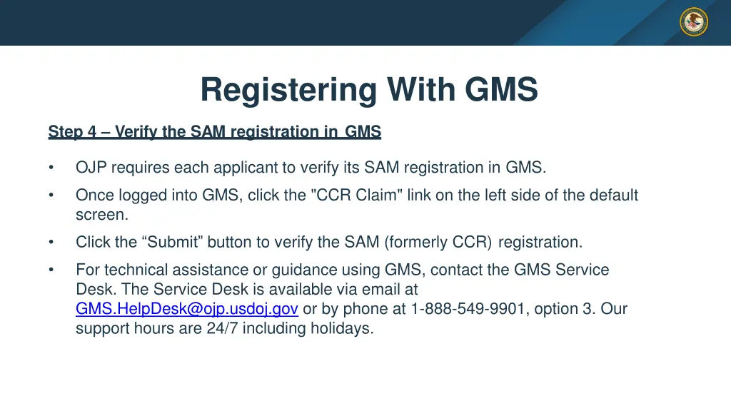 registering with gms