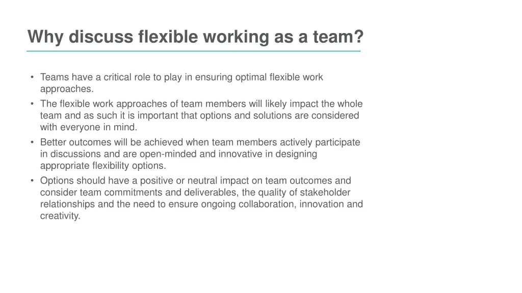 why discuss flexible working as a team