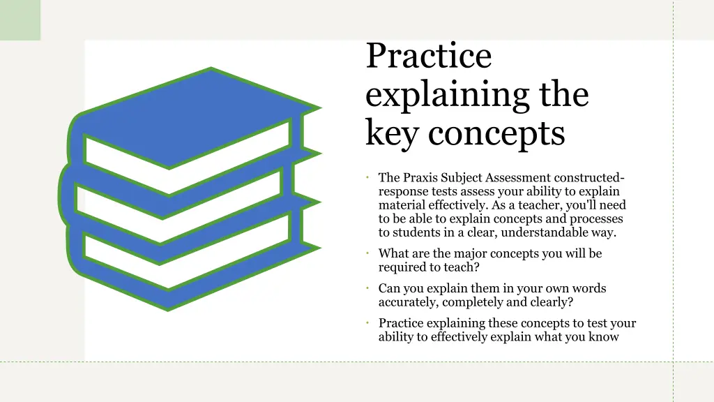 practice explaining the key concepts