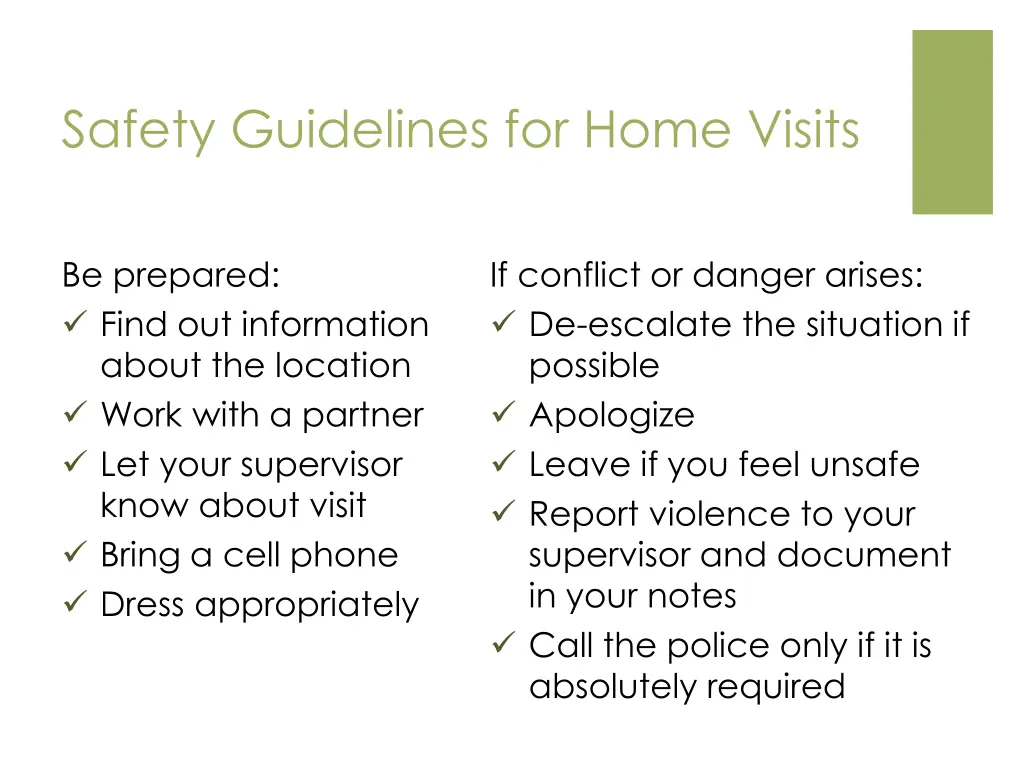 safety guidelines for home visits 1