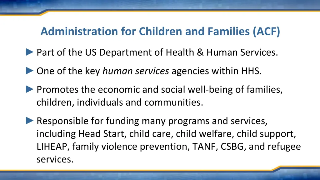 administration for children and families acf