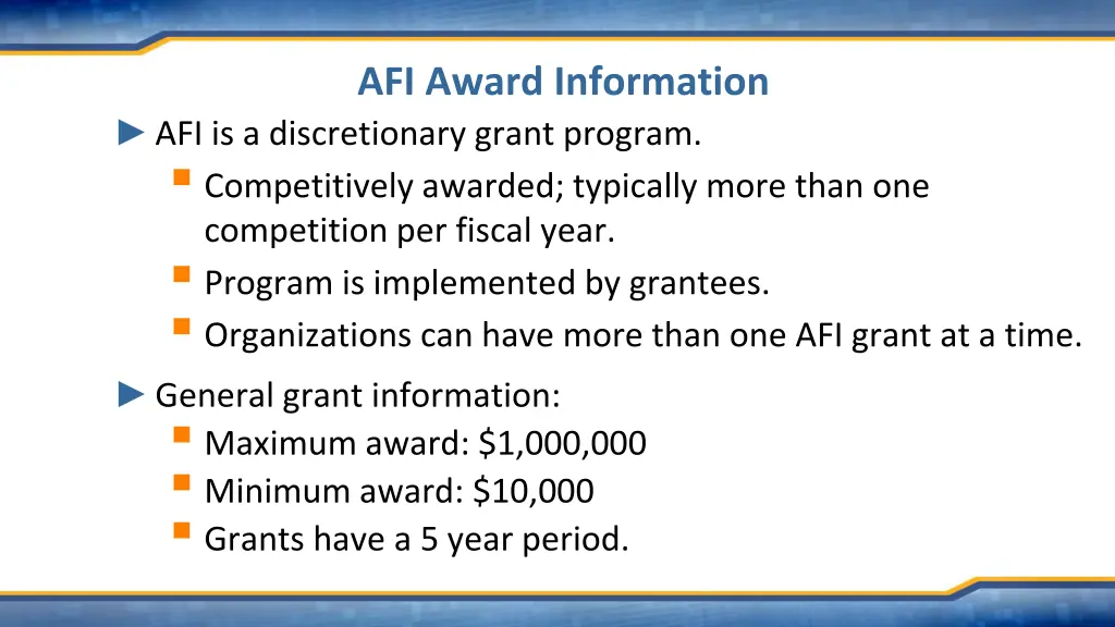 afi award information