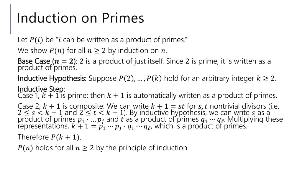 induction on primes 2