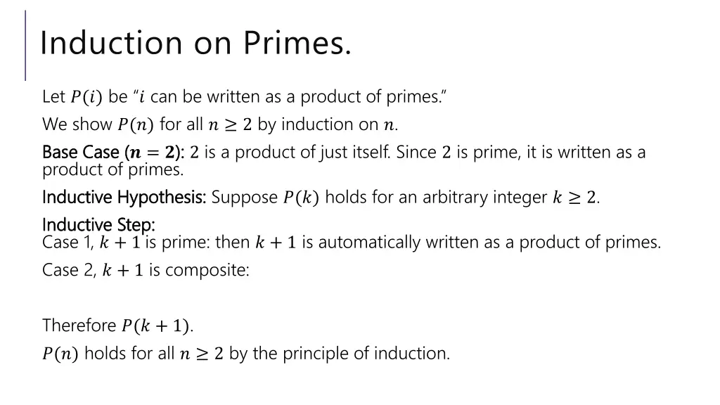 induction on primes