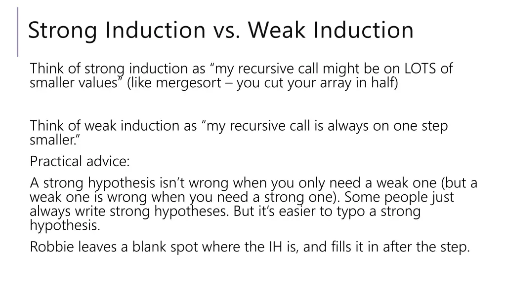 strong induction vs weak induction