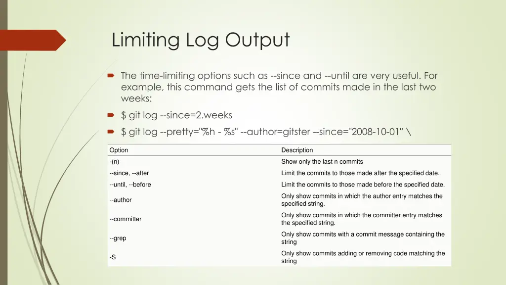 limiting log output