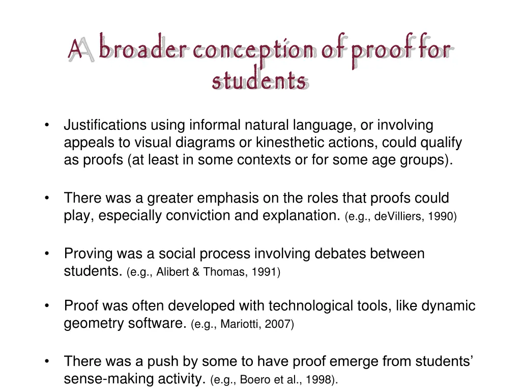 a broader conception of proof for students