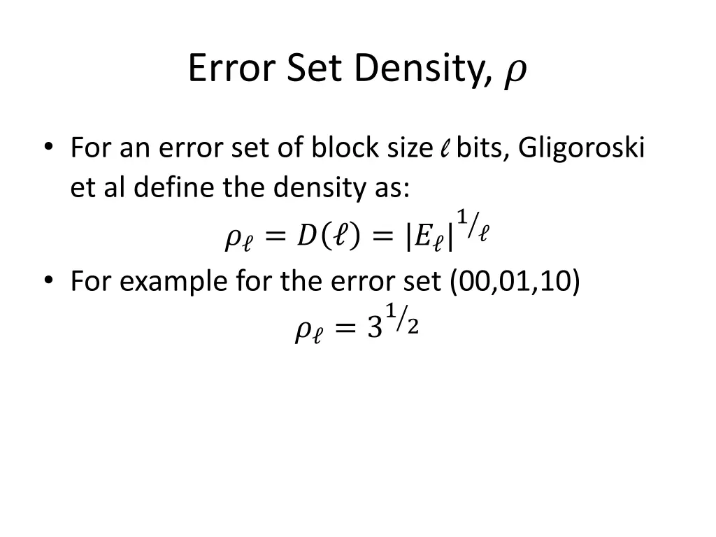 error set density