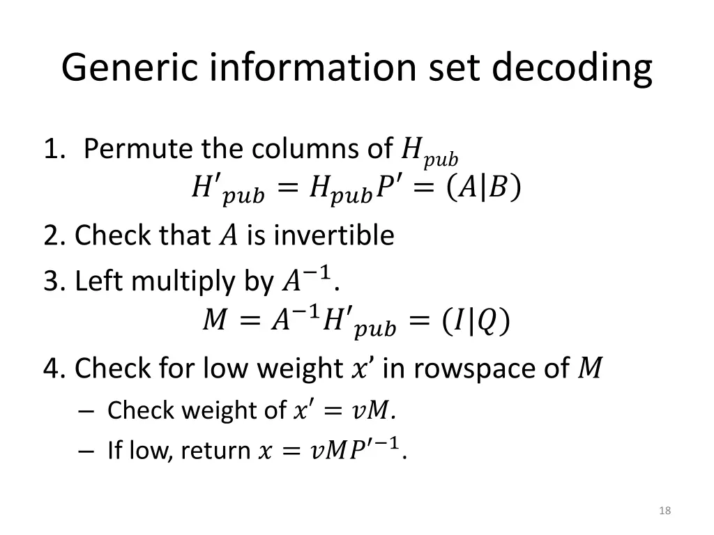 generic information set decoding