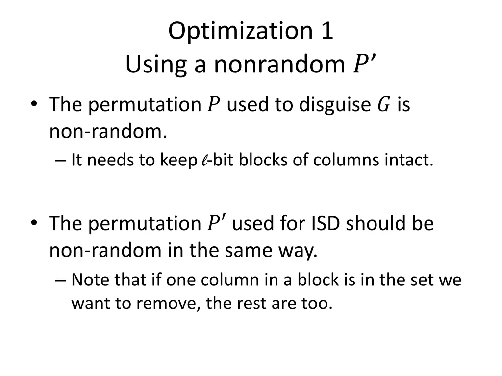 optimization 1 using a nonrandom