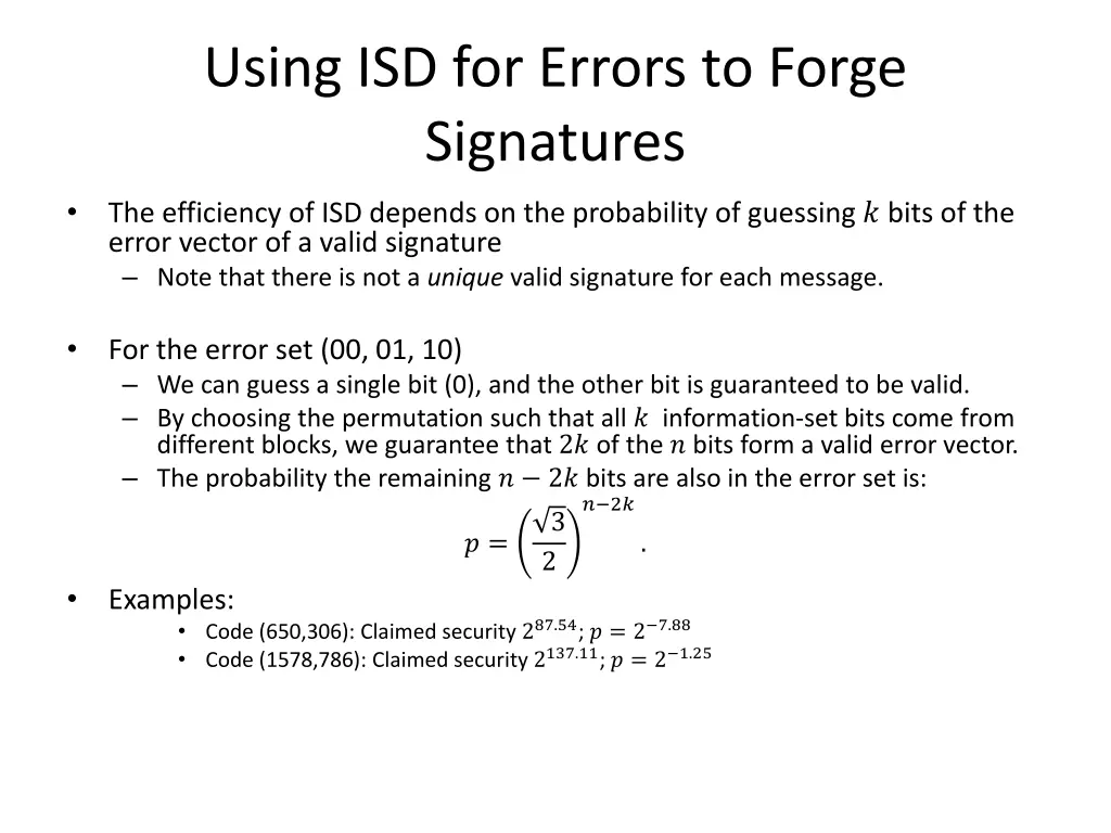 using isd for errors to forge signatures