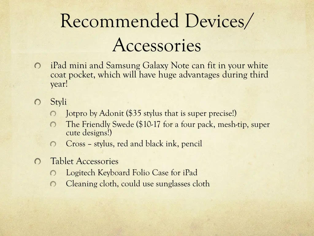 recommended devices accessories ipad mini