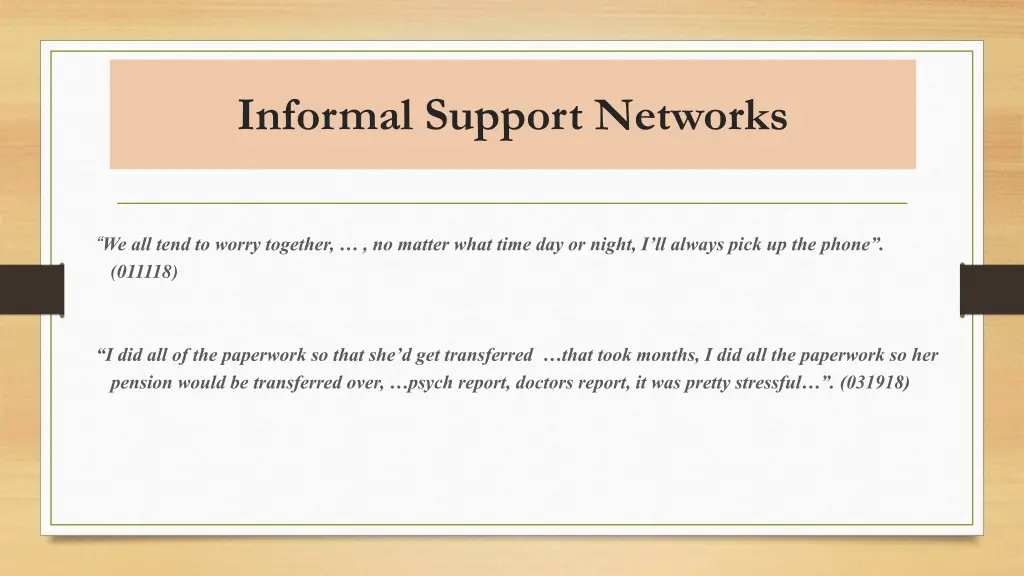 informal support networks