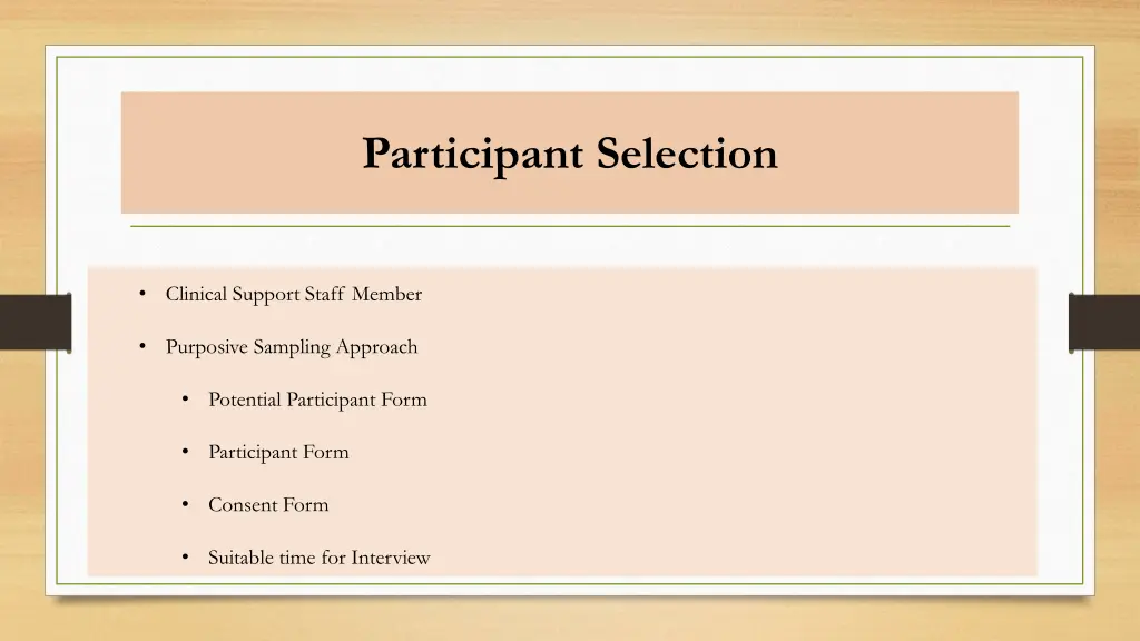 participant selection