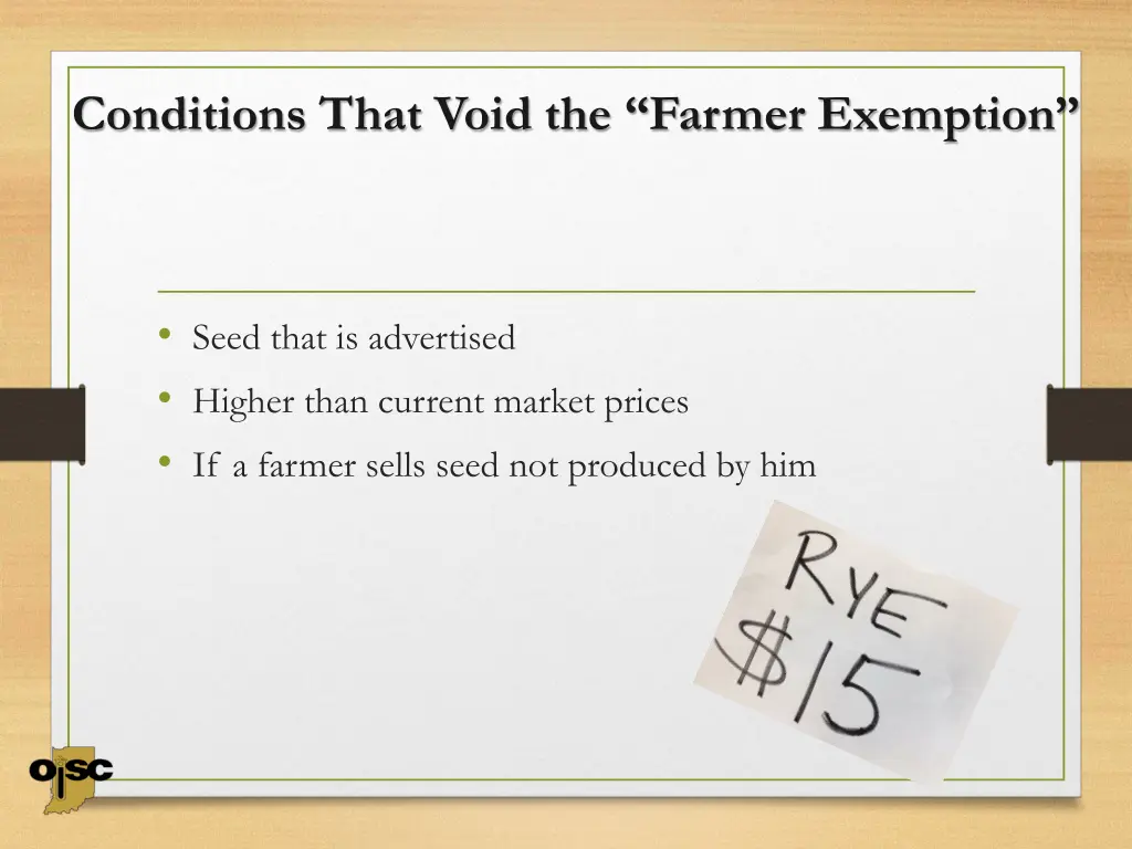 conditions that void the farmer exemption