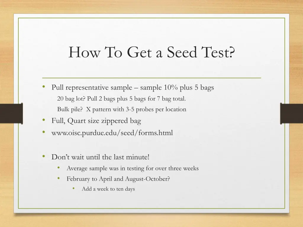 how to get a seed test