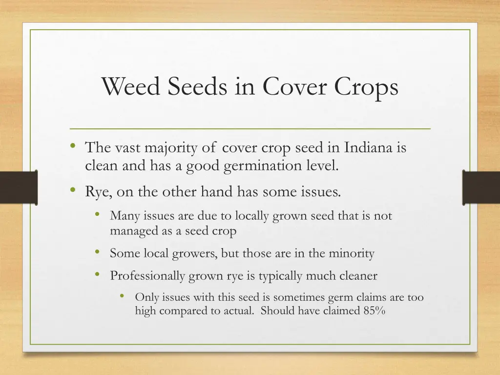 weed seeds in cover crops