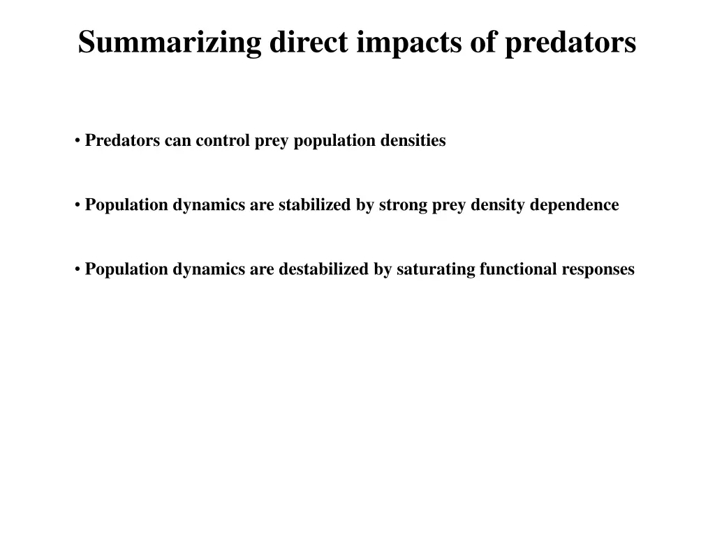 summarizing direct impacts of predators