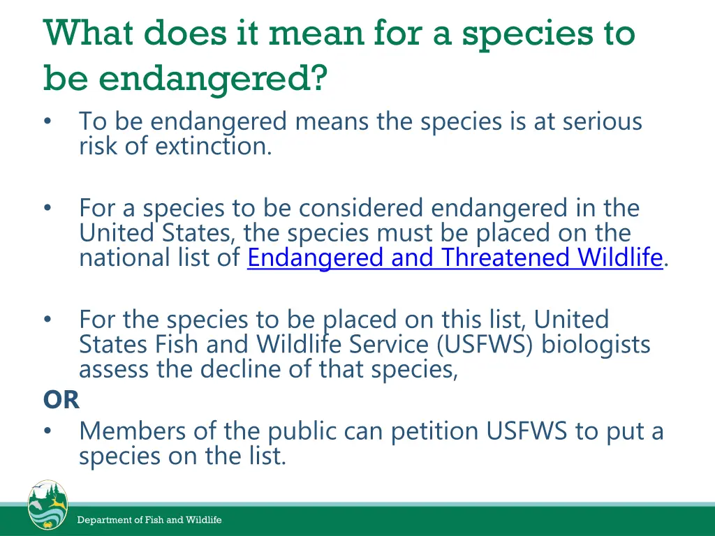 what does it mean for a species to be endangered