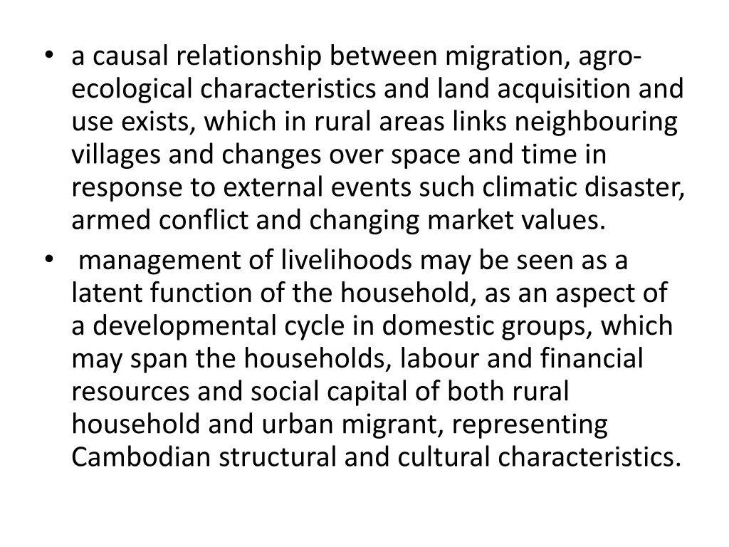 a causal relationship between migration agro