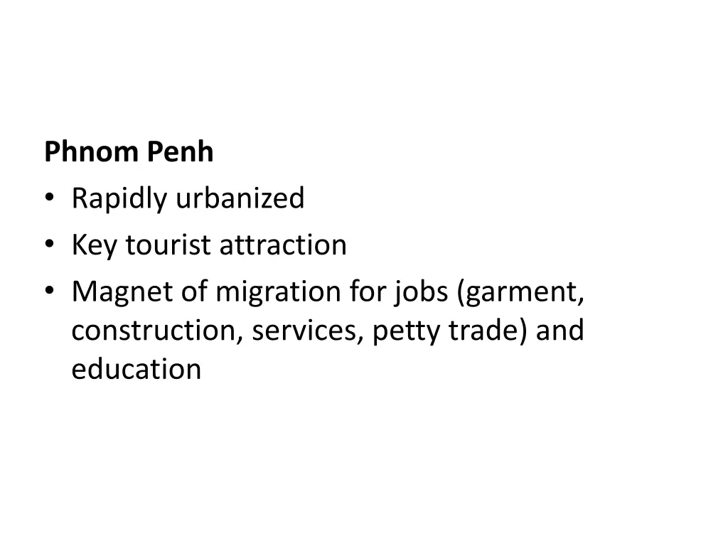 phnom penh rapidly urbanized key tourist