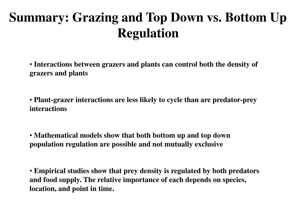 summary grazing and top down vs bottom