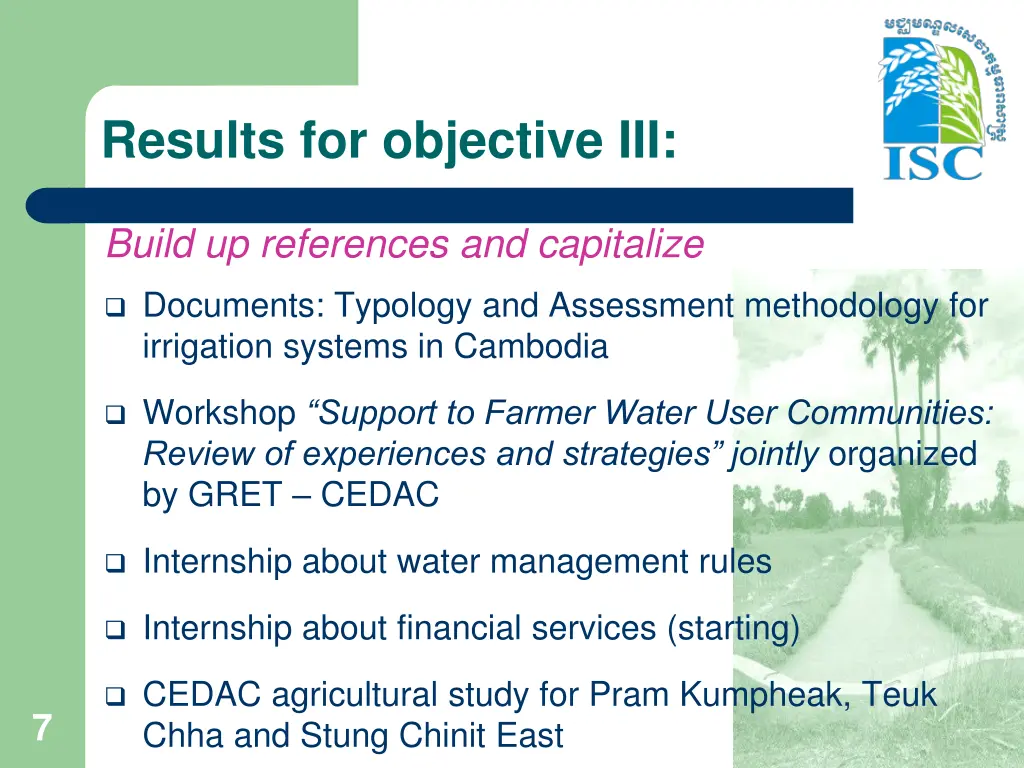 results for objective iii