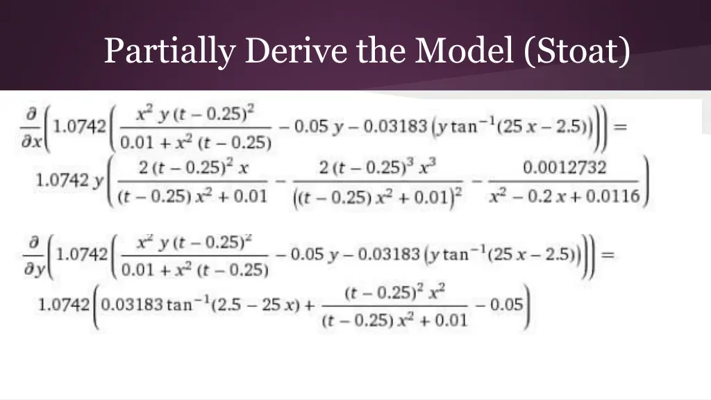 partially derive the model stoat