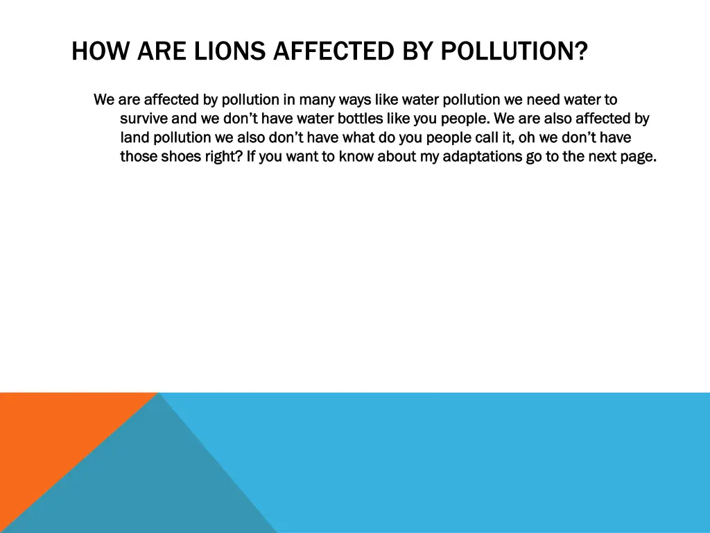 how are lions affected by pollution