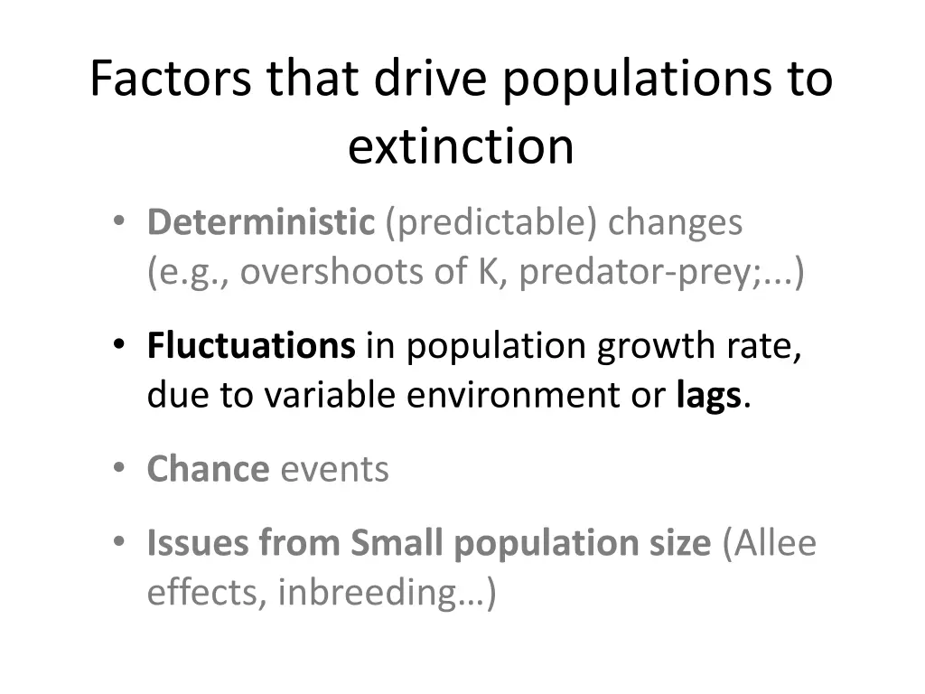 factors that drive populations to extinction 1