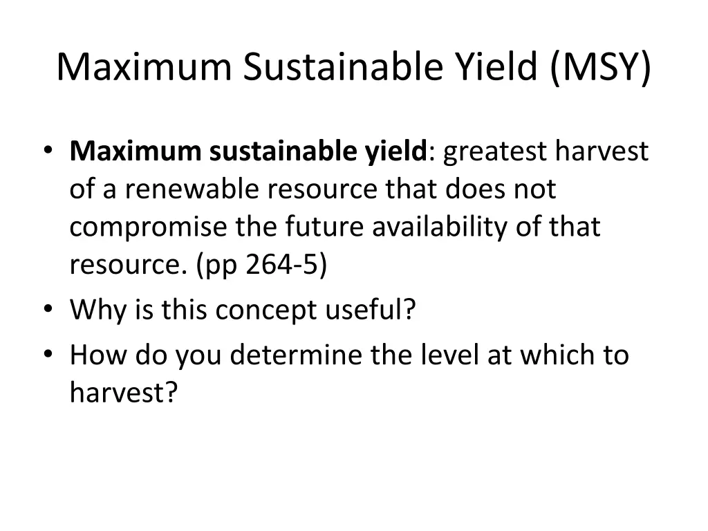 maximum sustainable yield msy