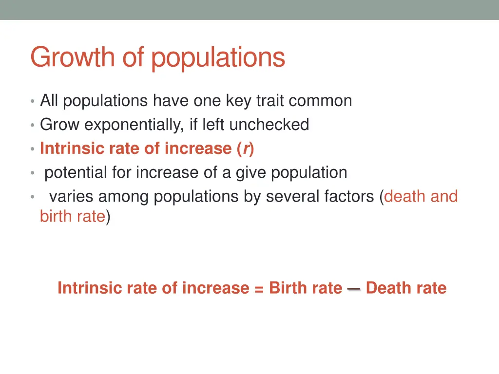 growth of populations