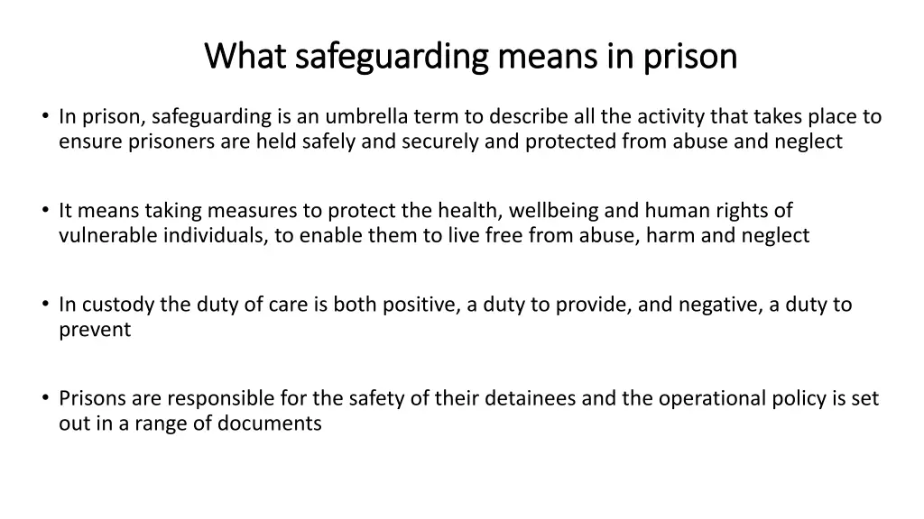 what safeguarding means in prison what