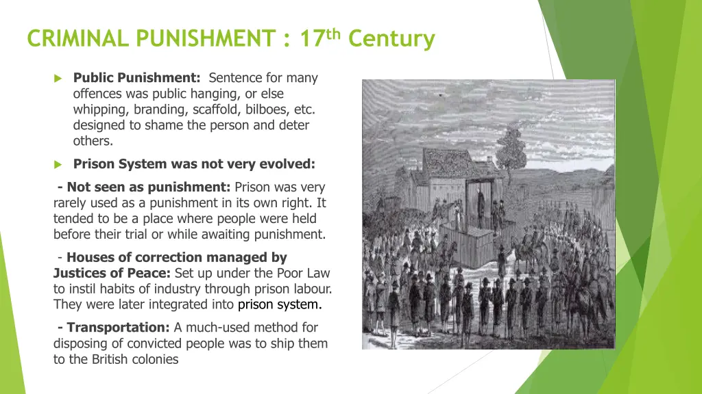 criminal punishment 17 th century