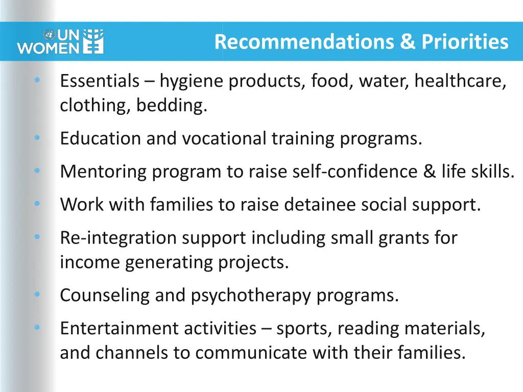 recommendations priorities