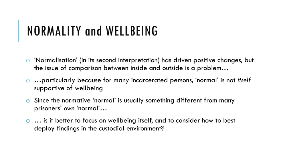 normality and wellbeing