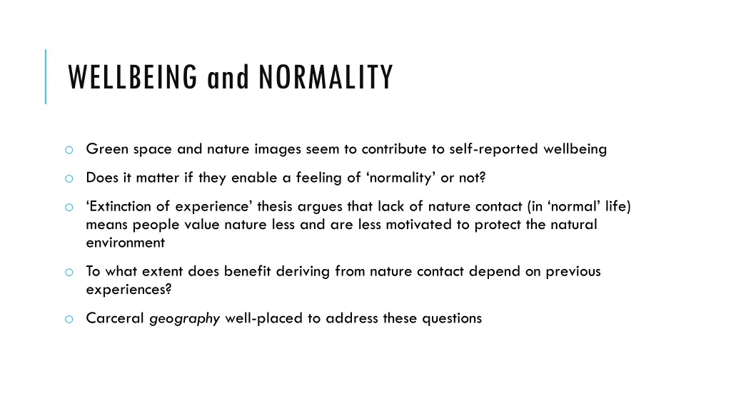 wellbeing and normality