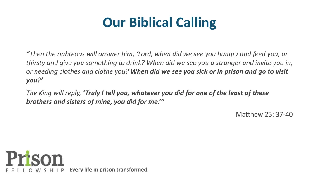 our biblical calling