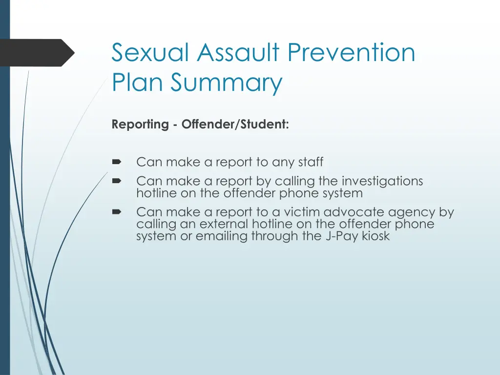 sexual assault prevention plan summary 6