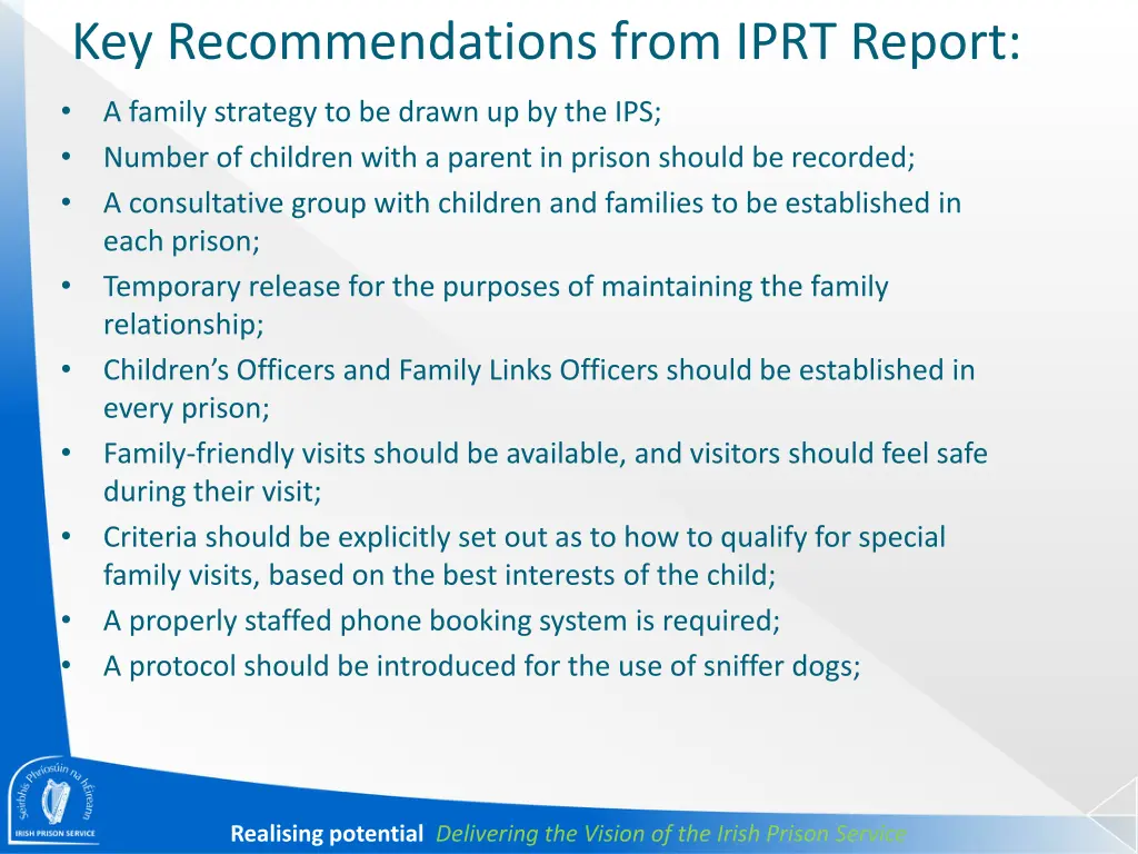 key recommendations from iprt report