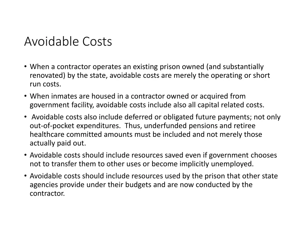 avoidable costs