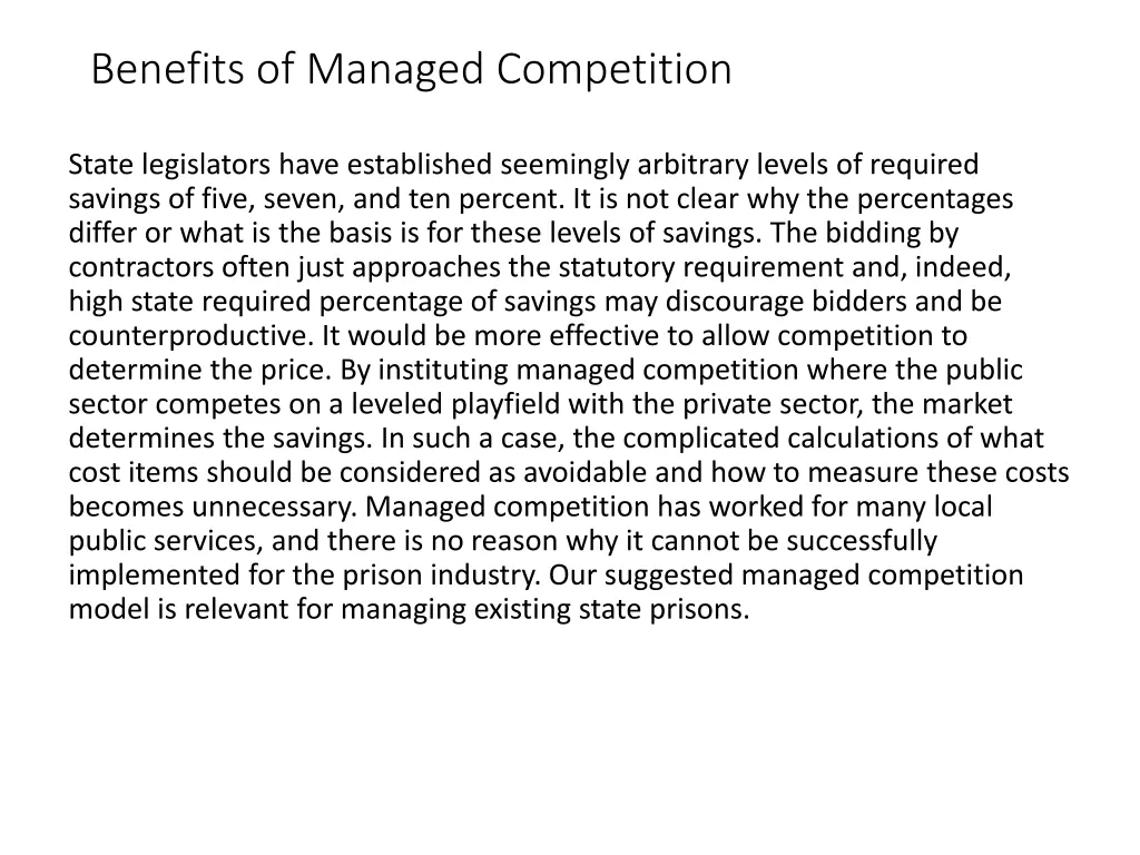 benefits of managed competition