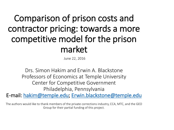 comparison of prison costs and comparison