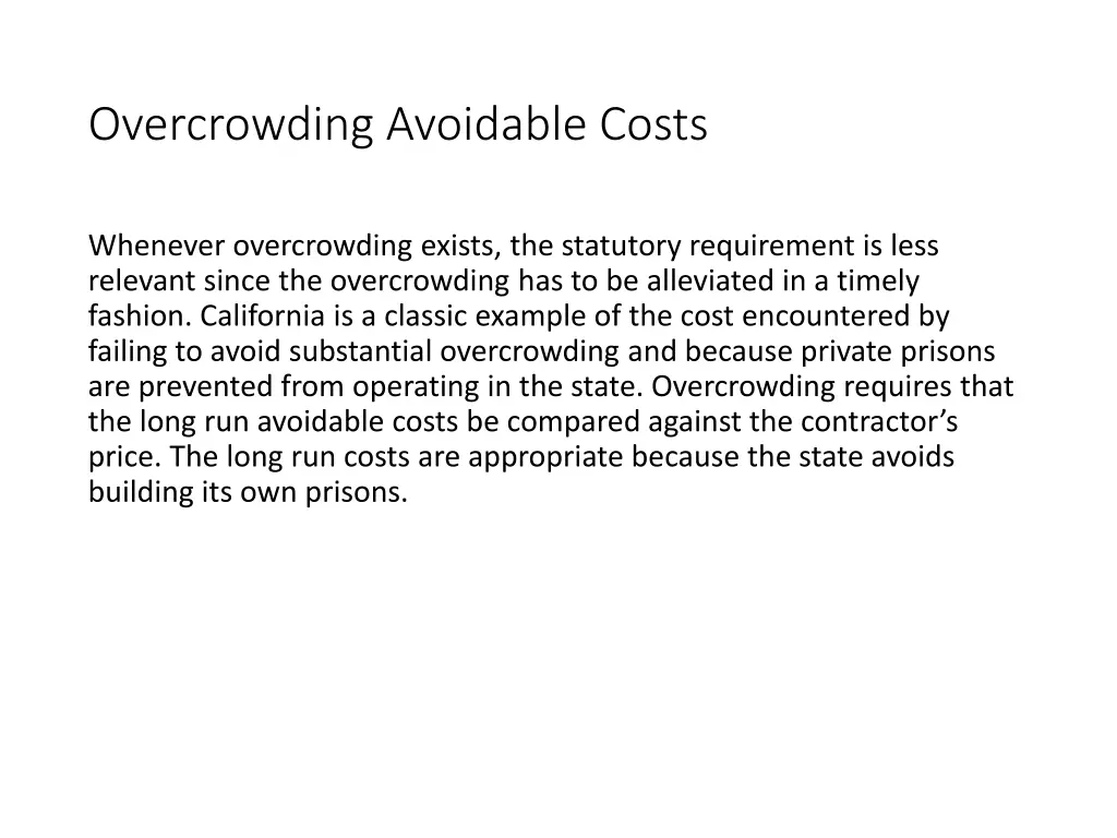 overcrowding avoidable costs