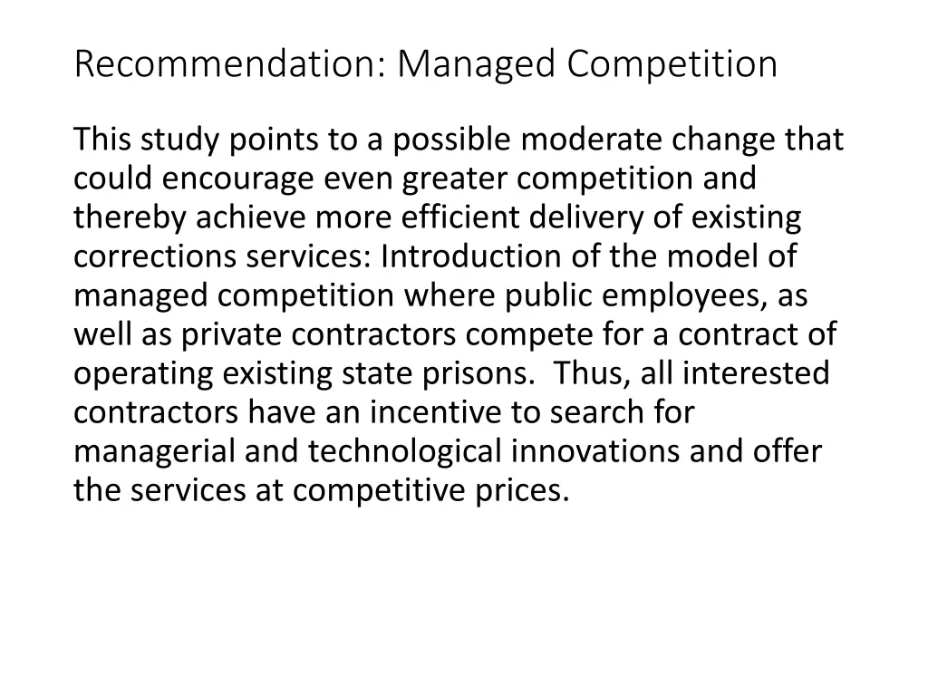 recommendation managed competition 1